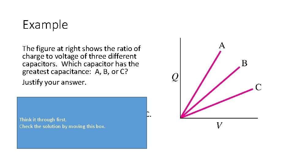 Example The figure at right shows the ratio of charge to voltage of three