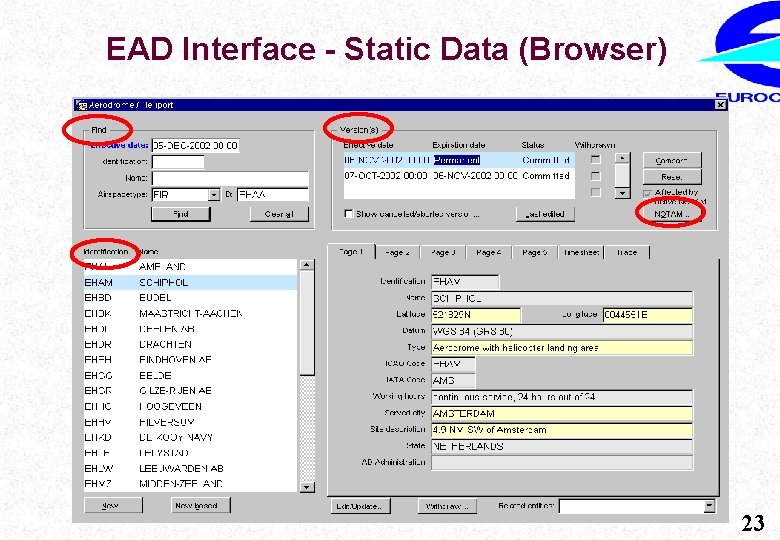 EAD Interface - Static Data (Browser) AIS Automation 23 
