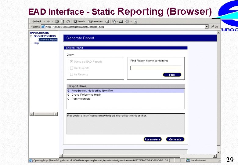 EAD Interface - Static Reporting (Browser) AIS Automation 29 