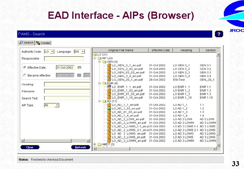 EAD Interface - AIPs (Browser) AIS Automation 33 