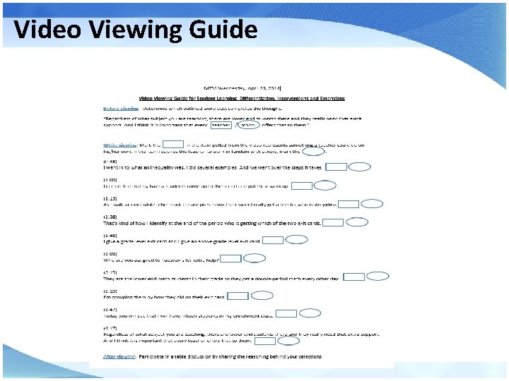 Video Viewing Guide 