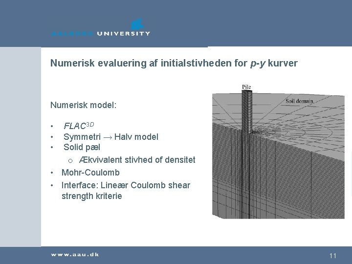 Numerisk evaluering af initialstivheden for p-y kurver Numerisk model: • • • FLAC 3