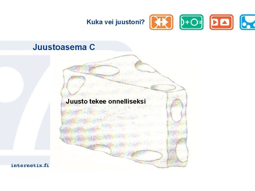 Kuka vei juustoni? Juustoasema C Juusto tekee onnelliseksi 