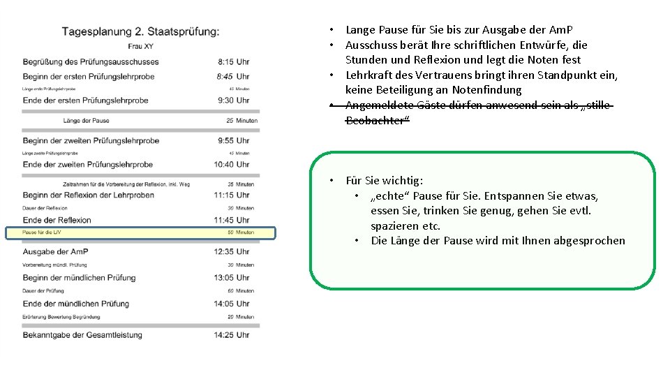  • Lange Pause für Sie bis zur Ausgabe der Am. P • Ausschuss