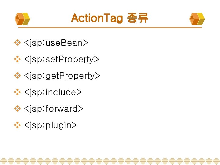 Action. Tag 종류 v <jsp: use. Bean> v <jsp: set. Property> v <jsp: get.