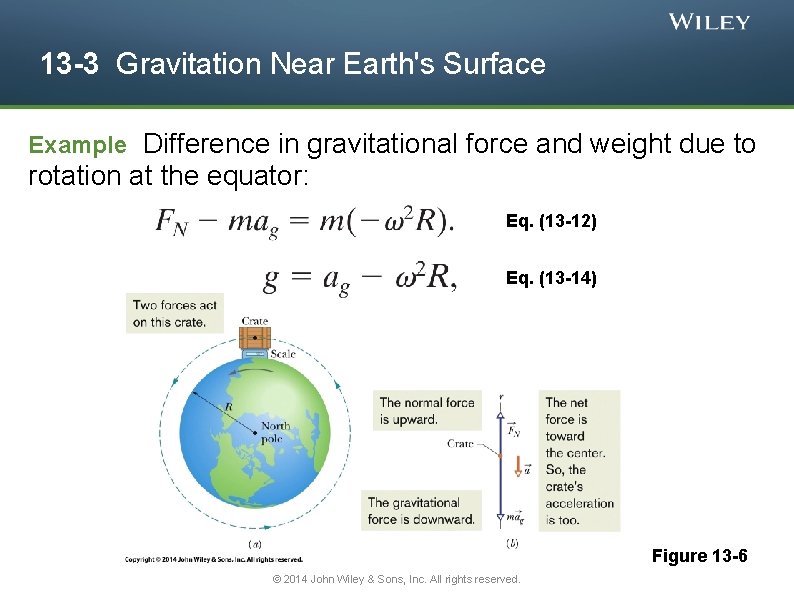 13 -3 Gravitation Near Earth's Surface Example Difference in gravitational force and weight due