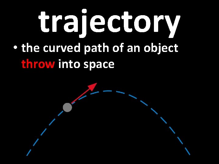 trajectory • the curved path of an object throw into space 