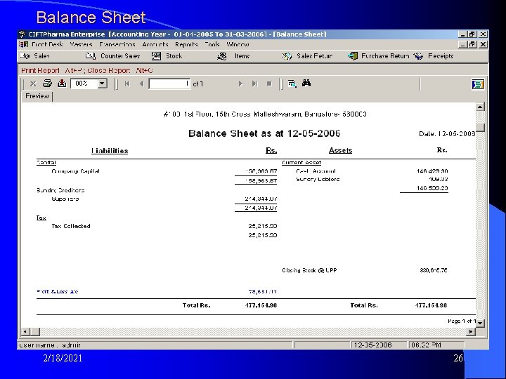 Balance Sheet 2/18/2021 26 Balance Sheet 2/18/2021 26