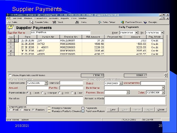 Supplier Payments 2/18/2021 28 Supplier Payments 2/18/2021 28