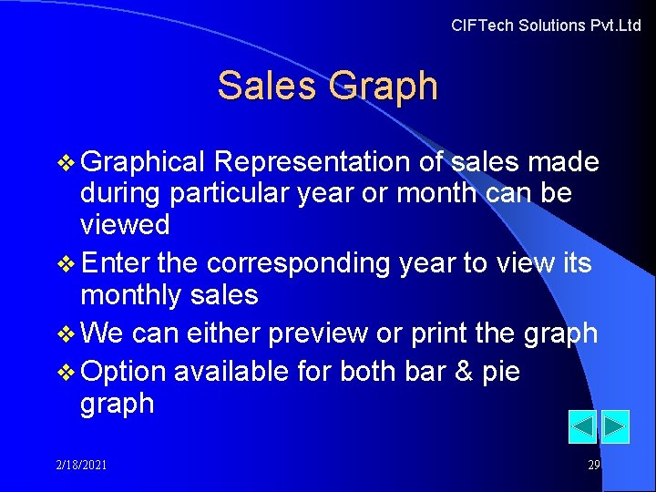 CIFTech Solutions Pvt. Ltd Sales Graph v Graphical Representation of sales made during particular CIFTech Solutions Pvt. Ltd Sales Graph v Graphical Representation of sales made during particular