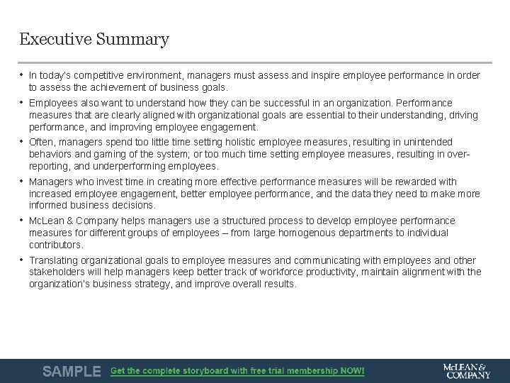 Executive Summary • In today’s competitive environment, managers must assess and inspire employee performance Executive Summary • In today’s competitive environment, managers must assess and inspire employee performance