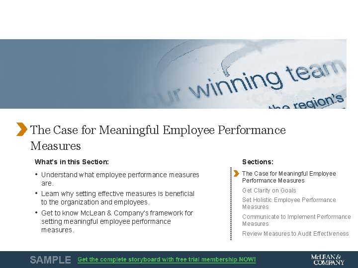 The Case for Meaningful Employee Performance Measures What’s in this Section: Sections: • Understand The Case for Meaningful Employee Performance Measures What’s in this Section: Sections: • Understand
