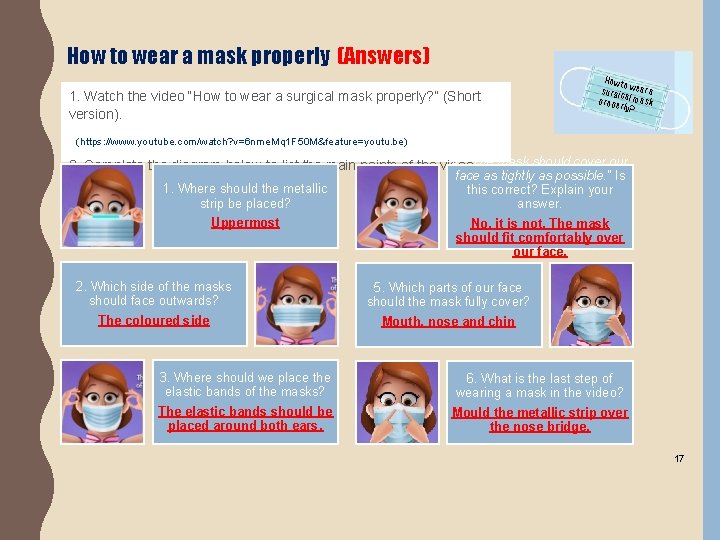 How to wear a mask properly (Answers) 1. Watch the video “How to wear