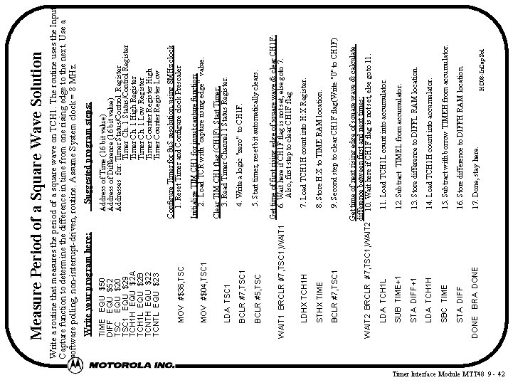 Timer Interface Module MTT 48 9 - 42 8. Store H: X to TIME