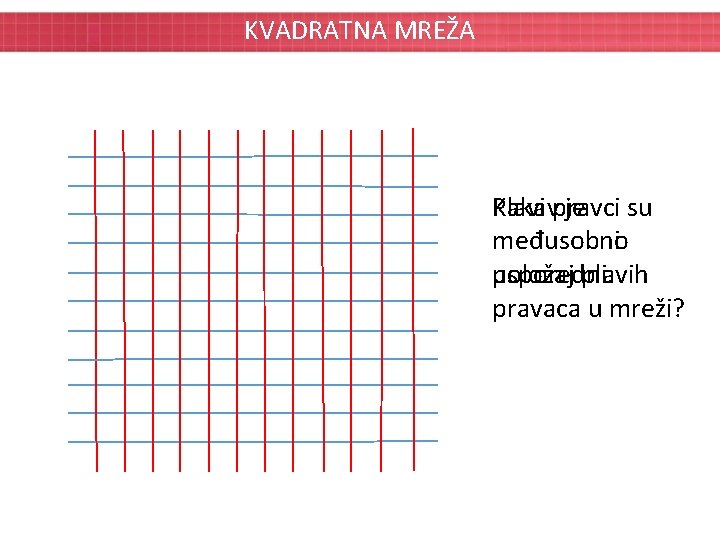 KVADRATNA MREŽA Plavi pravci Kakav je su međusobni međusobno položaj plavih usporedni. pravaca u