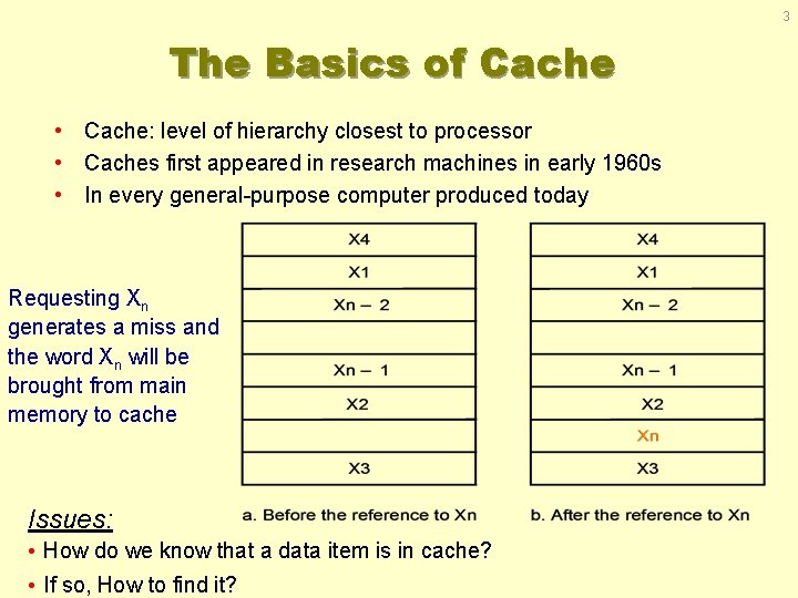 3 The Basics of Cache • Cache: level of hierarchy closest to processor •