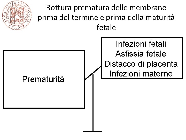 Rottura prematura delle membrane prima del termine e prima della maturità fetale Prematurità Infezioni