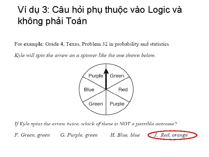 Ví dụ 3: Câu hỏi phụ thuộc vào Logic và không phải Toán 