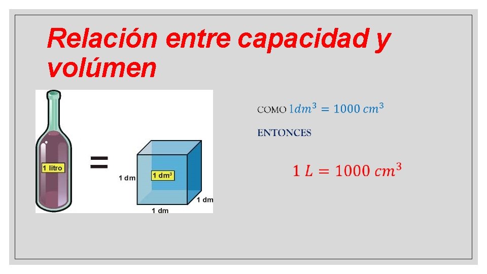 Relación entre capacidad y volúmen 