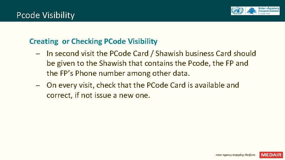 Pcode Visibility Creating or Checking PCode Visibility – In second visit the PCode Card