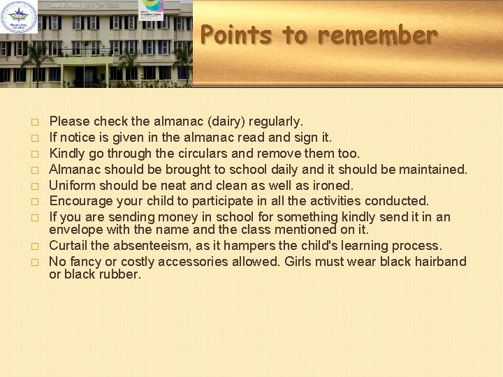 Points to remember � � � � � Please check the almanac (dairy) regularly. Points to remember � � � � � Please check the almanac (dairy) regularly.