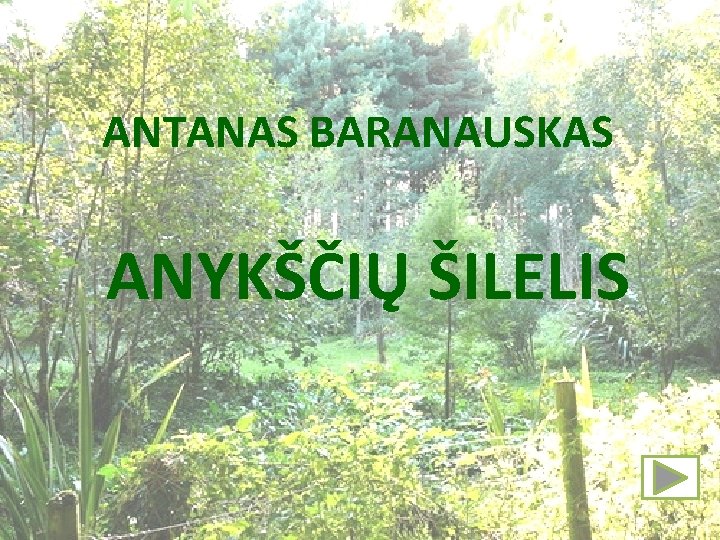 ANTANAS BARANAUSKAS ANYKŠČIŲ ŠILELIS 