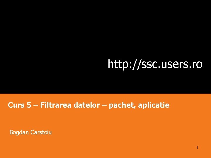 http: //ssc. users. ro Curs 5 – Filtrarea datelor – pachet, aplicatie Bogdan Carstoiu