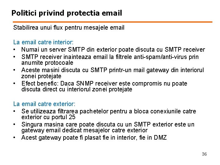 Politici privind protectia email Stabilirea unui flux pentru mesajele email La email catre interior: