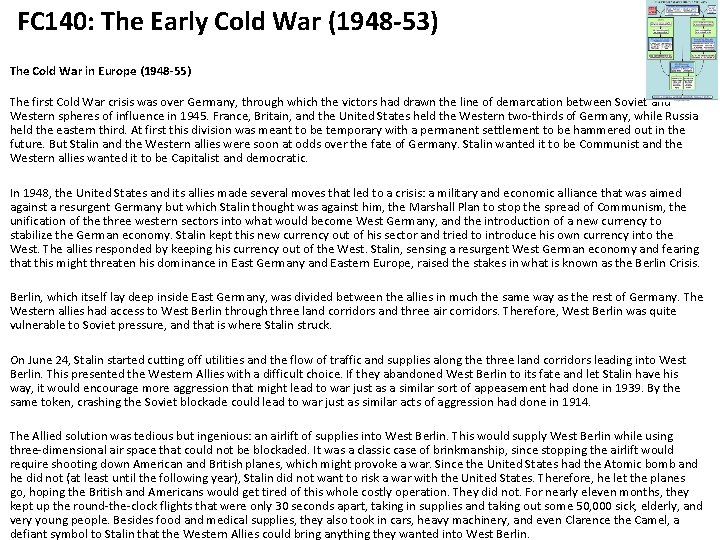 FC 140: The Early Cold War (1948 -53) The Cold War in Europe (1948