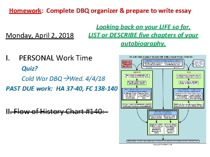 Homework: Complete DBQ organizer & prepare to write essay Monday, April 2, 2018 I.
