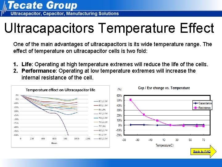 Ultracapacitors Temperature Effect One of the main advantages of ultracapacitors is its wide temperature Ultracapacitors Temperature Effect One of the main advantages of ultracapacitors is its wide temperature