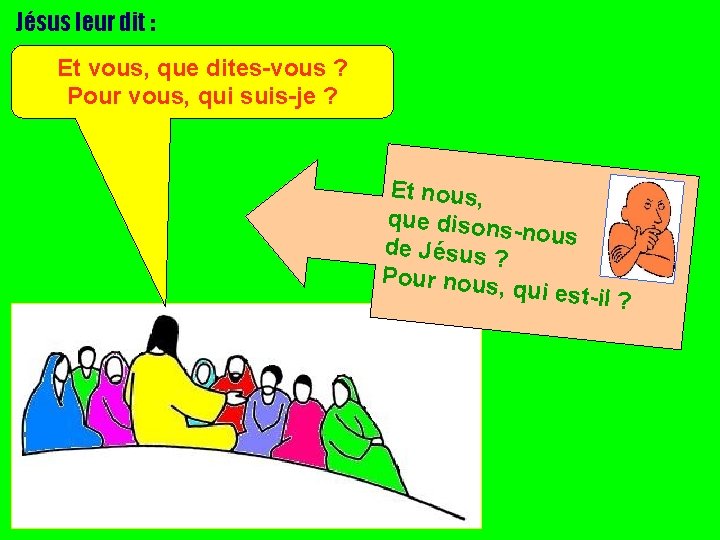 Jésus leur dit : Et vous, que dites-vous ? Pour vous, qui suis-je ?