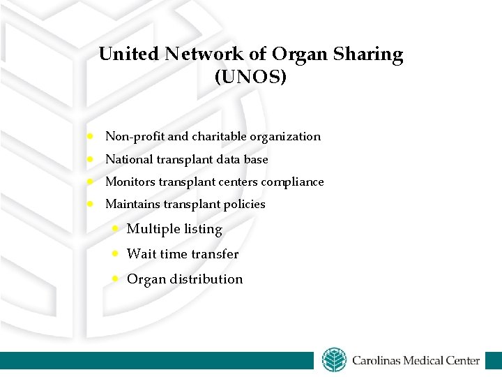 United Network of Organ Sharing (UNOS) · Non-profit and charitable organization · National transplant