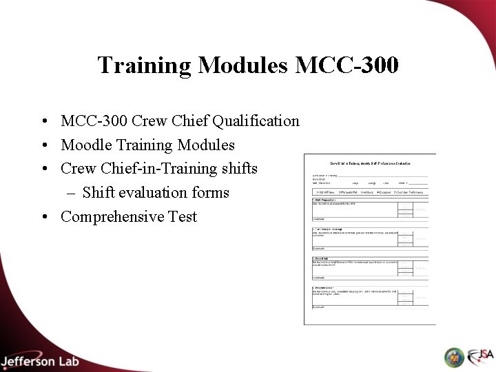 Training Modules MCC-300 • MCC-300 Crew Chief Qualification • Moodle Training Modules • Crew
