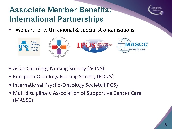 Associate Member Benefits: International Partnerships • We partner with regional & specialist organisations •