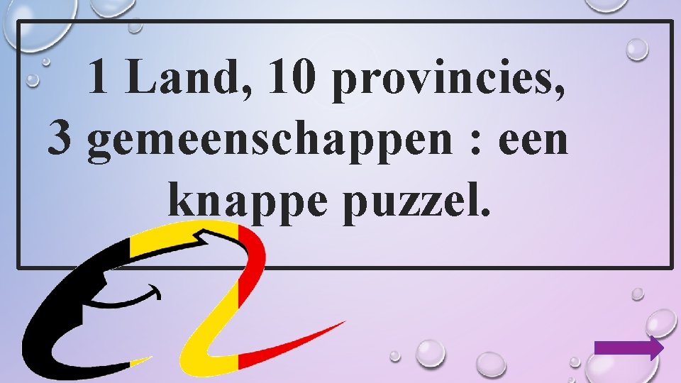 1 Land, 10 provincies, 3 gemeenschappen : een knappe puzzel. 