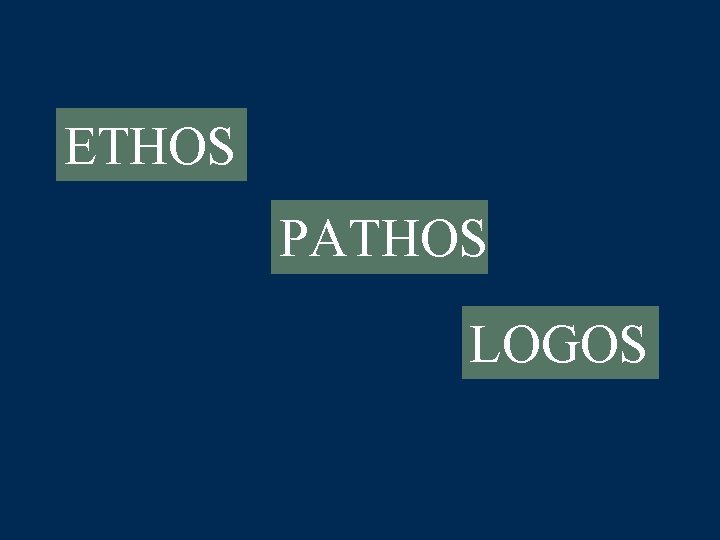 ETHOS PATHOS LOGOS ETHOS PATHOS LOGOS