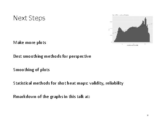 Next Steps Make more plots Best smoothing methods for perspective Smoothing of plots Statistical