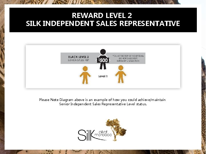REWARD LEVEL 2 SILK INDEPENDENT SALES REPRESENTATIVE Please Note Diagram above is an example
