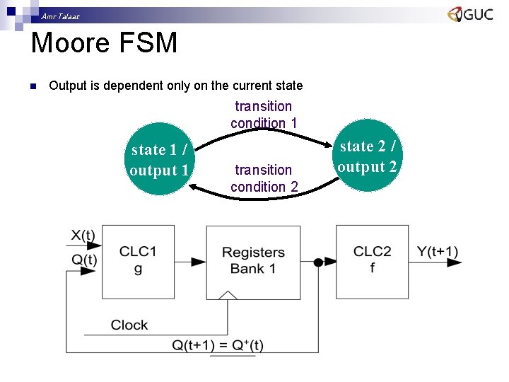 Amr Talaat Moore FSM n Output is dependent only on the current state transition