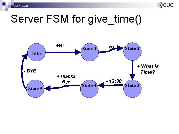 Amr Talaat Server FSM for give_time() +Hi Idle State 1 - Hi + What