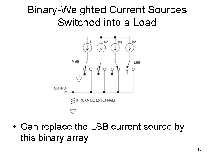 Binary-Weighted Current Sources Switched into a Load • Can replace the LSB current source