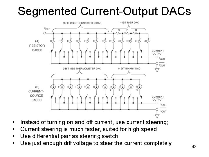 Segmented Current-Output DACs • • Instead of turning on and off current, use current