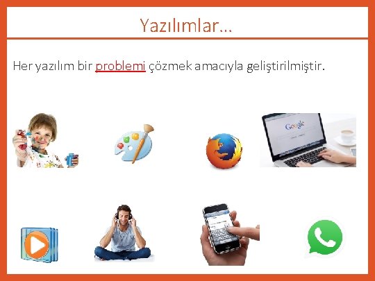 Yazılımlar… Her yazılım bir problemi çözmek amacıyla geliştirilmiştir. 