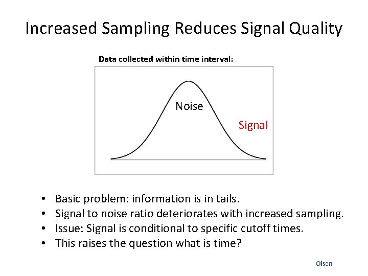Increased Sampling Reduces Signal Quality Data collected within time interval: Noise Signal • •