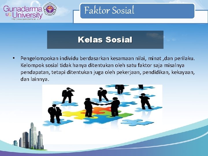 Faktor Sosial Kelas Sosial • Pengelompokan individu berdasarkan kesamaan nilai, minat , dan perilaku.