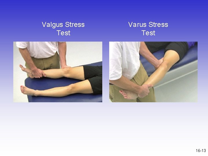 Valgus Stress Test Varus Stress Test 16 -13 