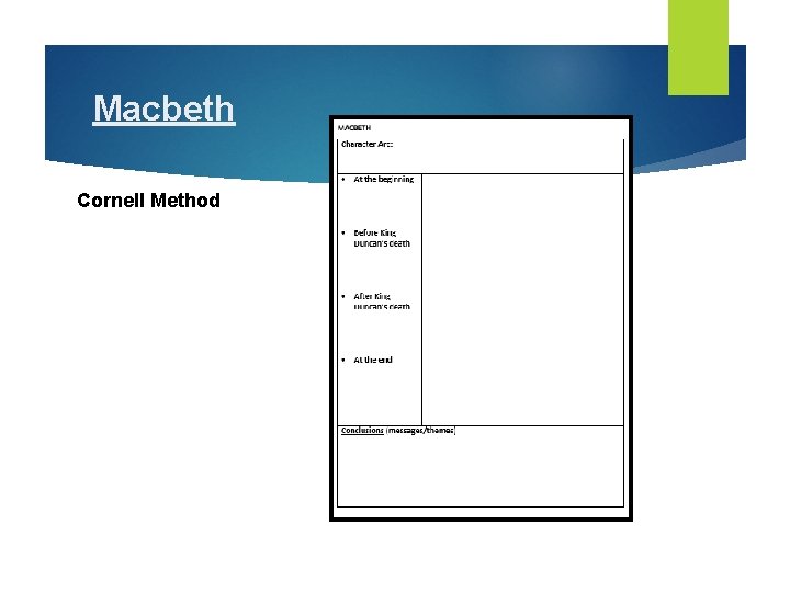 Macbeth Cornell Method 
