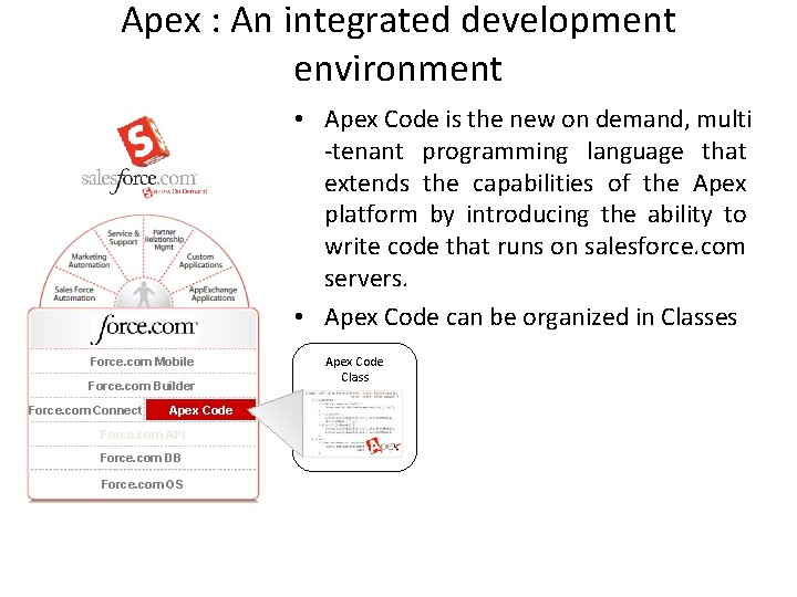 Apex : An integrated development environment • Apex Code is the new on demand,