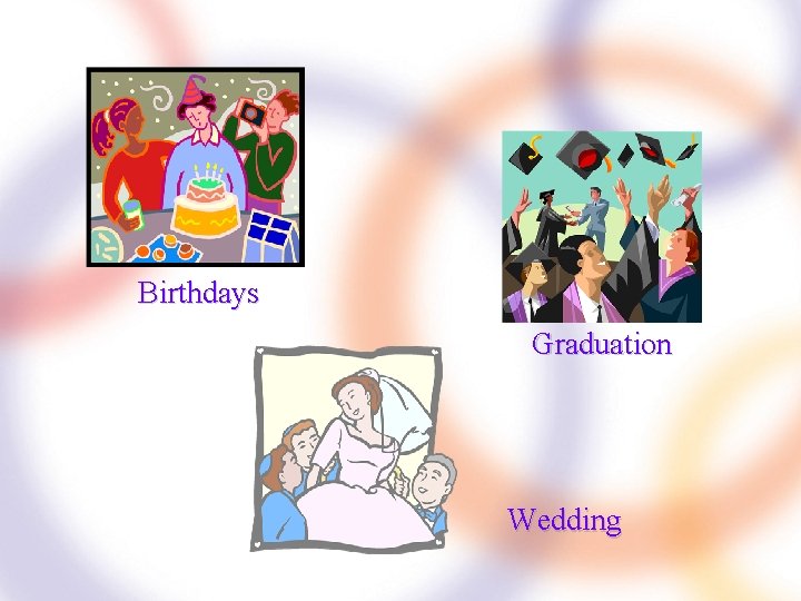 Birthdays Graduation Wedding 